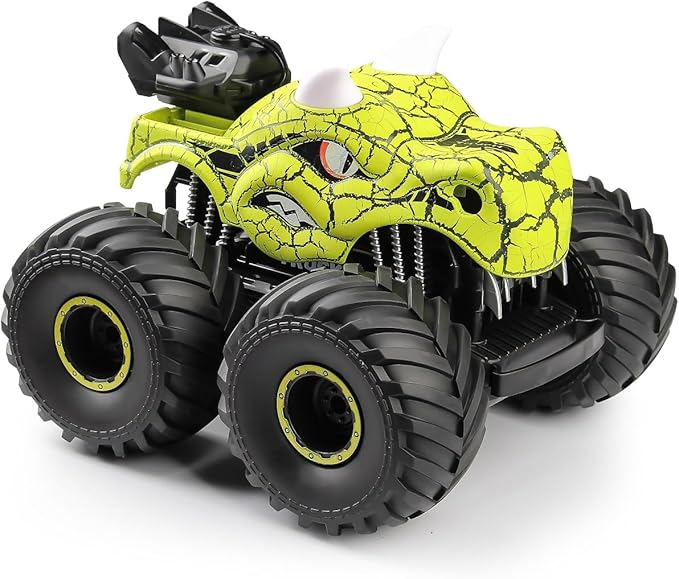 Threeking 1:18 Dinosaur RC Car Remote Control Cars Trucks Toy 4WD Off-Road Car Toys with Lights Spray Suitable for All Terrain Gifts Presents for Boys/Girls Ages 6+ Green