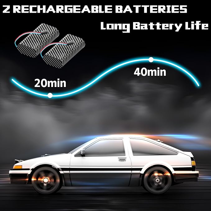 RC Drift Car, 1:12 Full Scale Fast RC Cars with Gyroscope, 2.4GHz 35KM/H High Speed Performance Remote Control Car, RTR 4WD Drift Racing Vehicle with Lights Adults Boys Gift, 2 Rechargeable Batteries