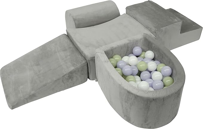 Foam Climbing Blocks for Toddlers 1-3 - Climb and Crawl Activity Playset - Indoor Activity Play Structure for Toddlers - Foam Soft Play Set for Babies - 5 PCS - Balls NOT Included - Gray