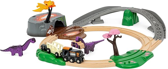 BRIO World – 36094 Dinosaur Adventure Set | Deluxe Toy Train Set for Kids Aged 3 Years Up | Includes Playful Dinosaurs & Scenic Pieces | Compatible with BRIO Train Sets