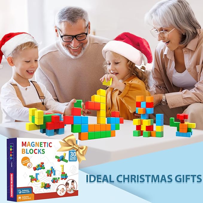 Magnetic Blocks 1.18 inch, Large Magnetic Cube Toy for Sensory STEM Education Preschool Magnet Toys for 3 4 5 6 Year Old Boys and Girls,Christmas Birthday Gifts for Kids Age 3+