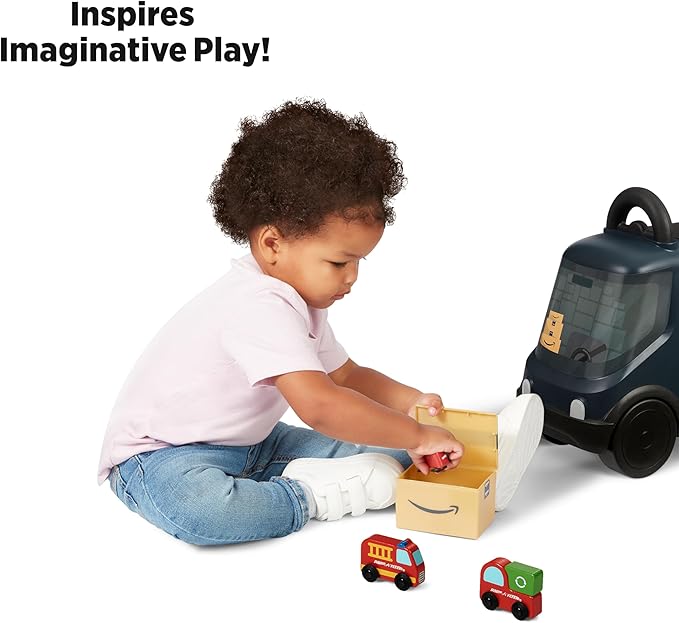 Amazon Delivery Van Ride On Toy for Kids, Blue Toddler Ride on Toy for Ages 2+, Amazon Exclusive