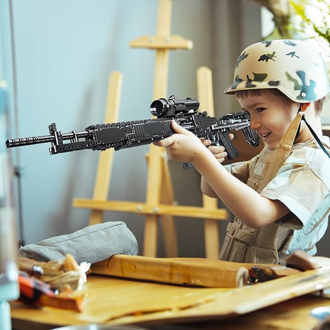 Sosuy Building Block Gun Sets, MK14 DIY Shootable Sniper Model Guns Army Toys for Adult Teen Boys,Birthday for Men Kids Age 8+,Realistic Bricks Collection for Military Fan 1468PCS