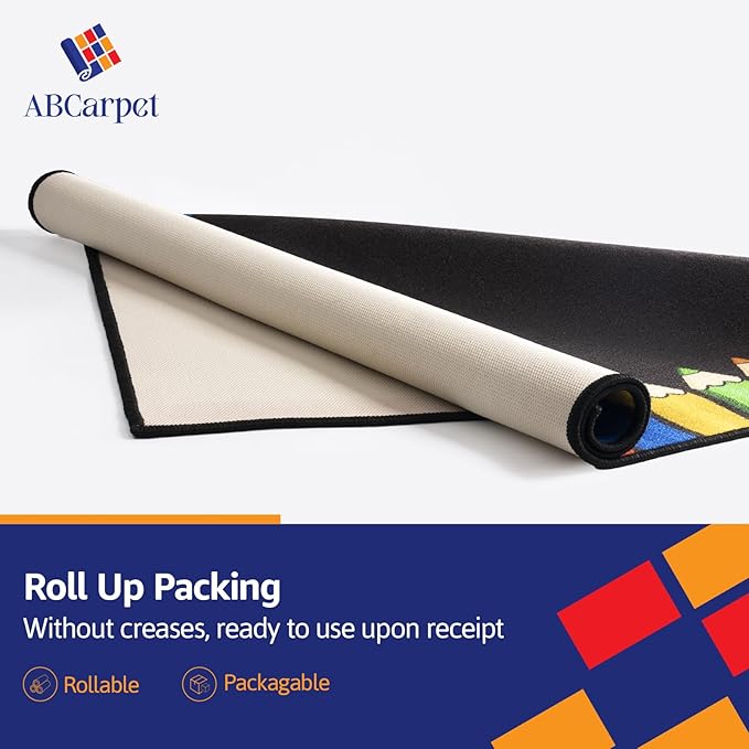 Map Classroom Rug 6'5"x8'5" United States Map Classroom Carpet for Preschool Non Slip Colorful Educational USA Map Black Playmat for Elementary, Nursery, Kids Room