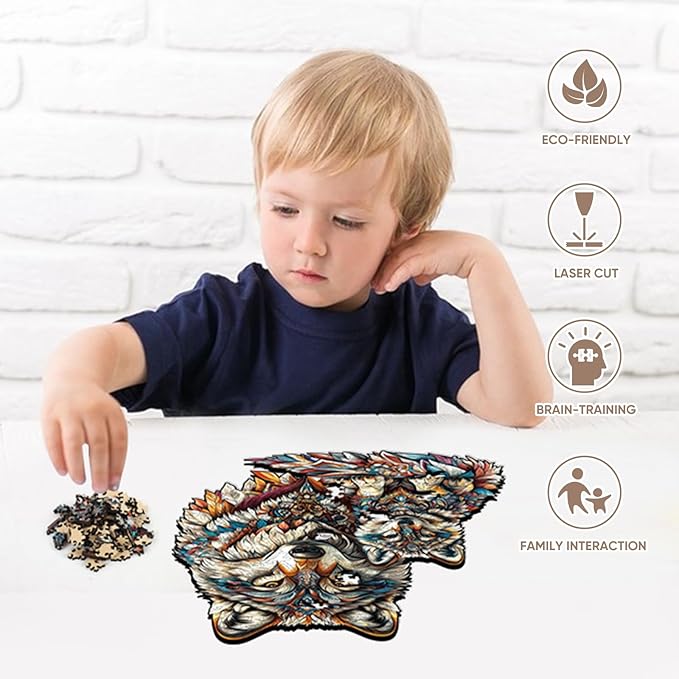 Wolf Family 500 Pieces Wooden Jigsaw Puzzles for Adults Unique Irregular Shape Fun Challenging Animal Puzzles for Kids and Couples on Birthday,Children’s Day,Christmas 12.2"*18.3"