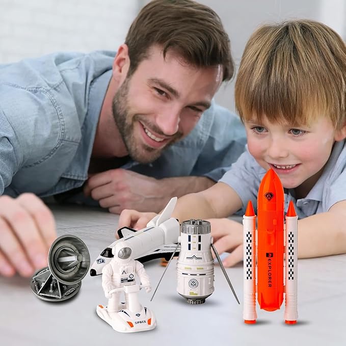 Space Toys for Kids, Space Capsule Toy Set with Light and Sound, Space Shuttle Toys Rocket Toy, StemToy with Aircraft, SpaceRover, Astronauts, Satellites, Signal Receiver