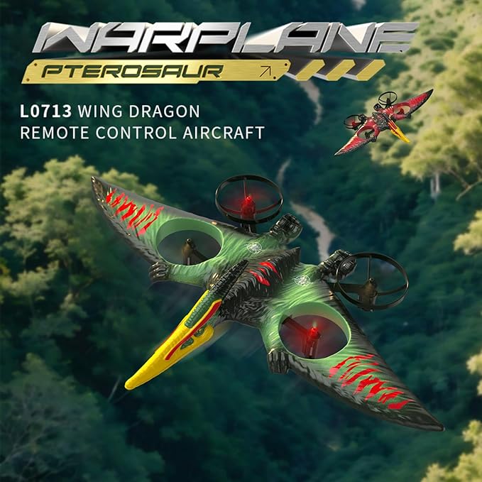 jaming Pterodactyl Dinosaur Toys Drone for Kids,Dragon Remote Control Airplane,Flying Toys Birthday Gifts for 8-12 Year Old Boys,RC Plane for Kids 8-12 (Green)