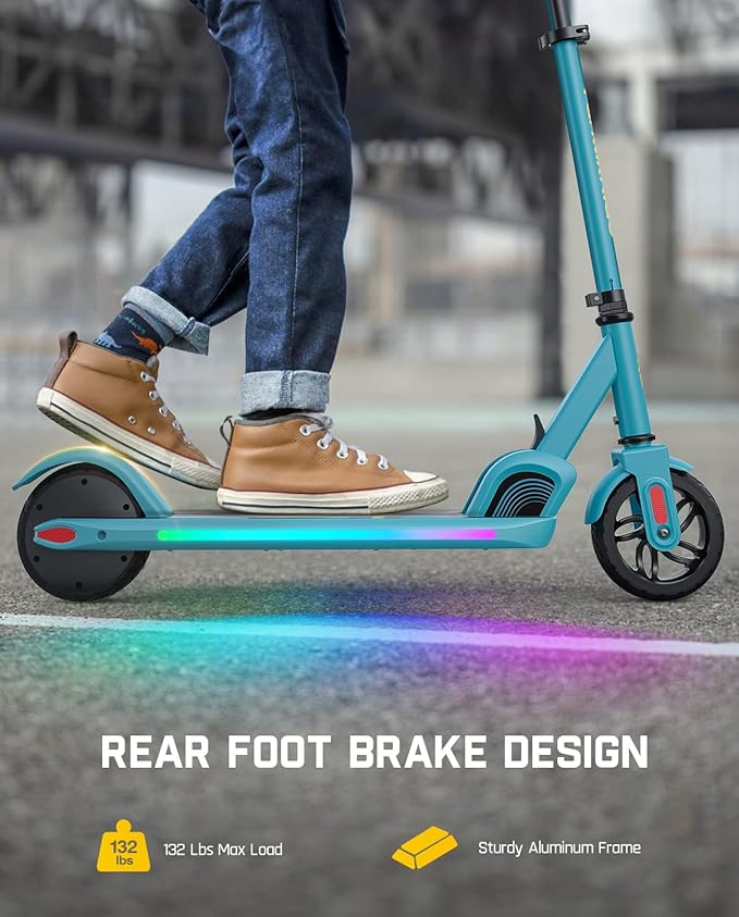 FanttikRide C9 Pro Electric Scooter for Kids 8-12, Adjustable Handlebar Height for Riders 3.9-5.2 ft, 132 lbs, Up to 40 min Continuous Time, 5 Miles Range, 3 Speed Mode 5/8/10 MPH