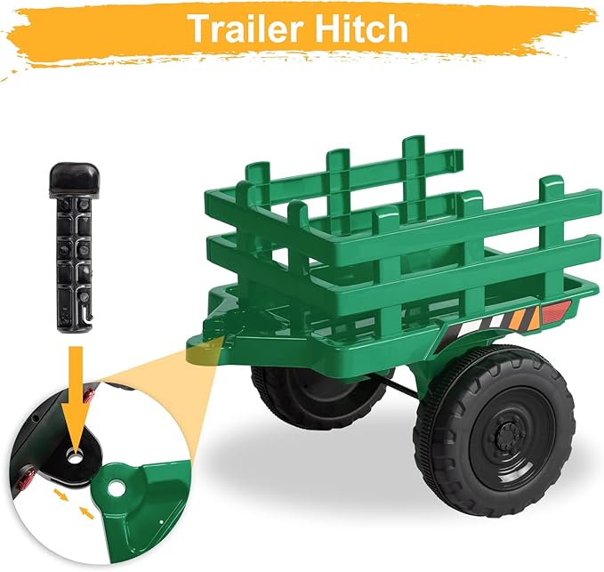 JOYMOR Ride on Tractor with Remote Control, 25W Motors Electric Tractor with Trailer for Toddler, 12V Battery Powered Ride on car Toy for Boys and Girls