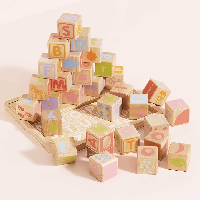Le Toy Van - Petilou Wooden Educational ABC Wooden Blocks | Educational Wood Toys for Toddlers and Babies | Suitable for A Boy Or Girl 1 Year Old +