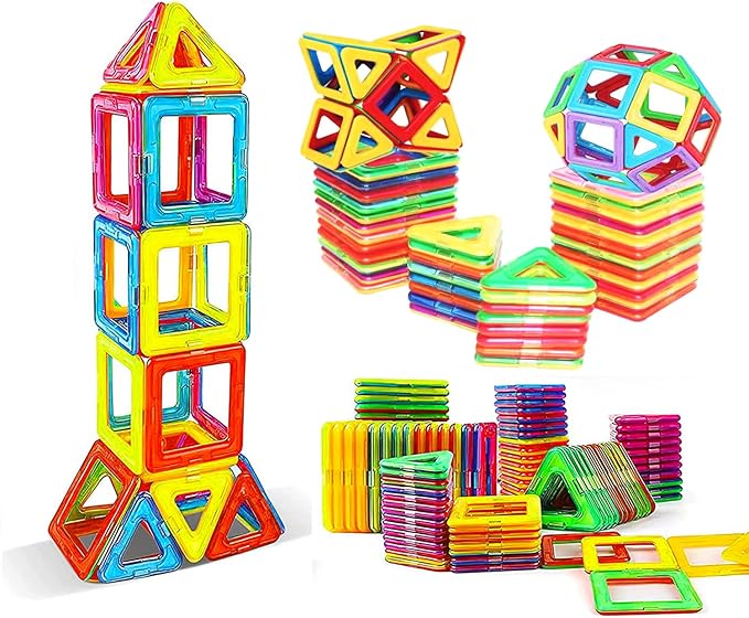 Biting Finger Dinosaur Toys Magnetic Tiles - Magnet Building Blocks Toddler Dinosaur World Creative Games Kids Magnetic Set Castle Tiles Educational STEM Toys(2)