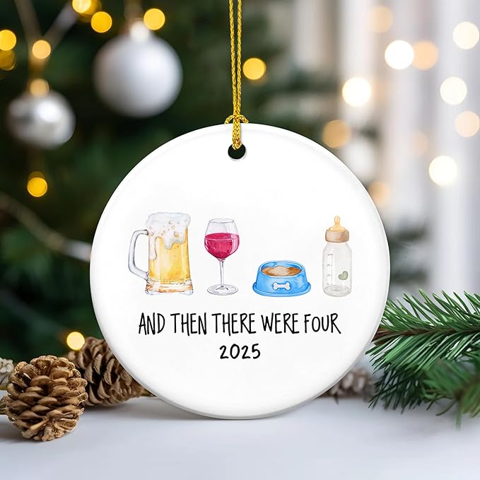 OASSIE Baby's First Christmas Decorations - Ceramic Christmas Ornaments 2025 - New Mom Gifts for Women, Baby Announcement Ornament, New Parents Gifts for Couples Dog Parents, Pregnancy Announcement