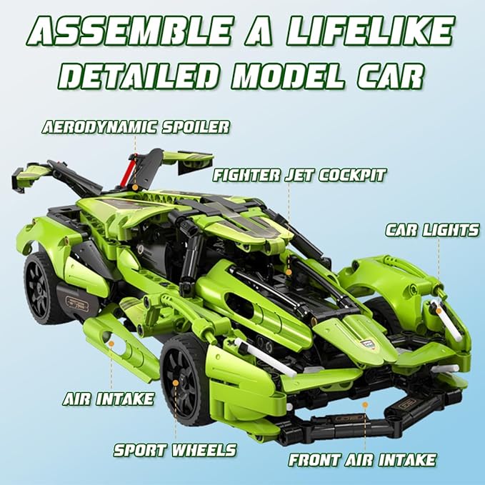 WISEPLAY Model Cars to Build for Adults and Kids 9-12 Year - STEM Kits for Kids Age 8-10 - Build Your Own Remote Control Car - STEM Toys for 10+ Year Old Boys - Gifts for Boys & Girls 10-14 Years Old