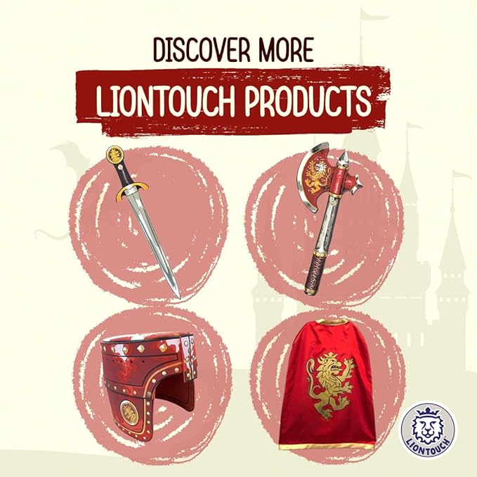 Liontouch - Noble Knight Shield, Red/Medium - Age 3-8 | 15.4 x 11.8 in | Medieval Pretend Play Foam Toy for Children with Golden Lion Theme | Safe Battle Accessory for Dress Up & Costumes for Boys