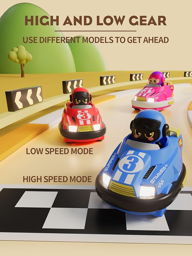 ATHLERIA 2pcs Remote Control Bumper Car Toys for Boys Girls,RC Race Vehicles,Two Player Competitive Games,Christmas Birthday Gifts for 3 4 5 6 7 8-12 Years Old Toddlers Boys Girls Teens(Blue+Pink)