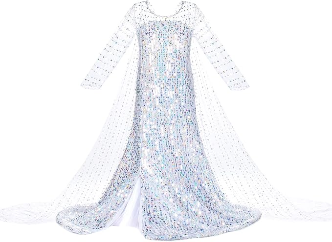Luxury Princess Dress Costumes with Shining Long Cape Girls Birthday Party