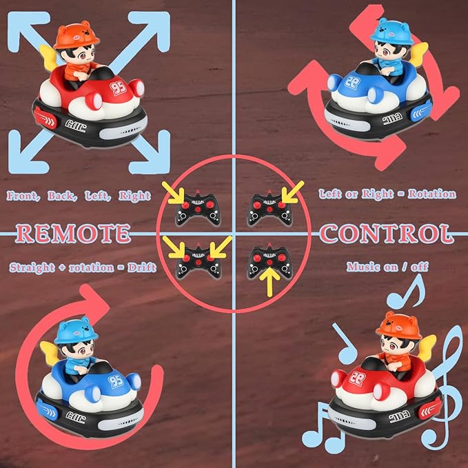 2Pcs Remote Control Cars Toys, Rechargeable RC Speed Bumper Cars, Mini Remote Controlled Ejector Vehicles for Kids Ages 3-8 with Parental Guidance, Birthday Toy Gifts for Toddler Child Teen