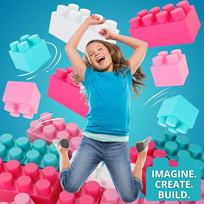 Liberty Imports 24 PCS Giant Blocks for Toddlers, Set of Plastic Large Building Blocks for Kids Creative Play, Big Stacking Bricks for Children, Kids (Pastel Colors)