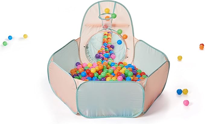 UTEX 3 in 1 Pop Up Play Tent with Tunnel, Ball Pit for Kids, Boys, Girls, Babies and Toddlers, Indoor/Outdoor Playhouse