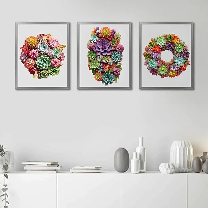 Succulent Bouquet Wooden Puzzles for Adults, 200 Pieces Mandala Round Jigsaw Puzzles, Medium Size Unique Shaped Liberty Wood Puzzle Gift for Kids, Family Game 11.3'' x 10.5''