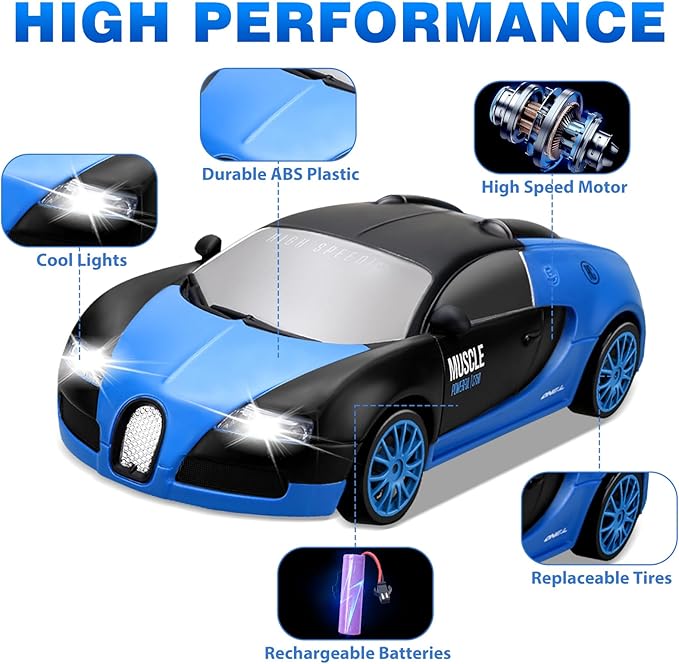 RC Drift Car, Mini Drift RC Cars 1:24 RC Car 4WD Drift Racing Car 2.4GHz Remote Control Cars with Headlight for Kids Electric Remote Toy Racing RC Car for 4 5 6 7 8-12 Year Old Kids
