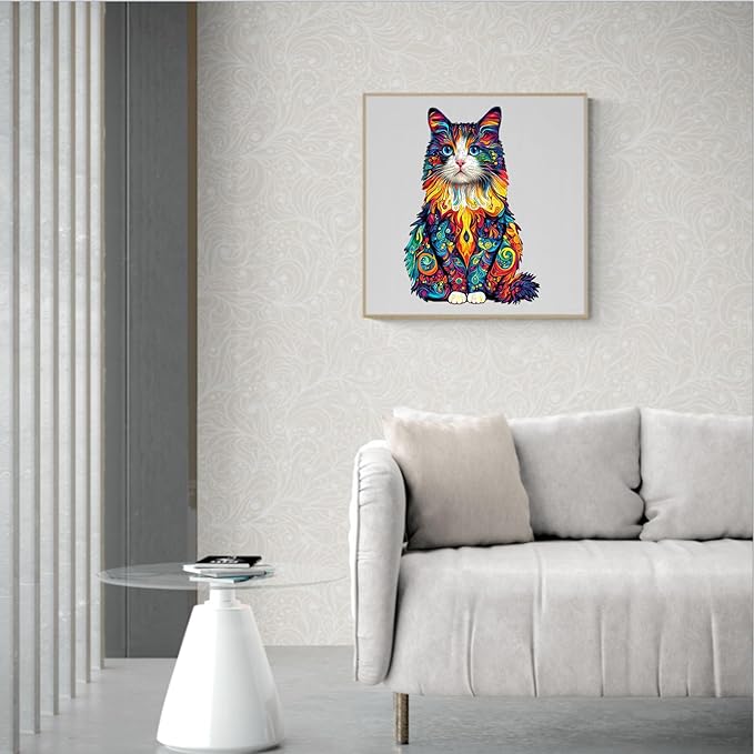 Wooden Puzzles for Adults, Wooden Jigsaw Puzzles for Adults Kids, Colorful Ragdoll Cat-2 Unique Shaped Wood Puzzles Adult, Creative Birthday Gifts for Friends Family Game (13.4 * 9.2in 195pcs)