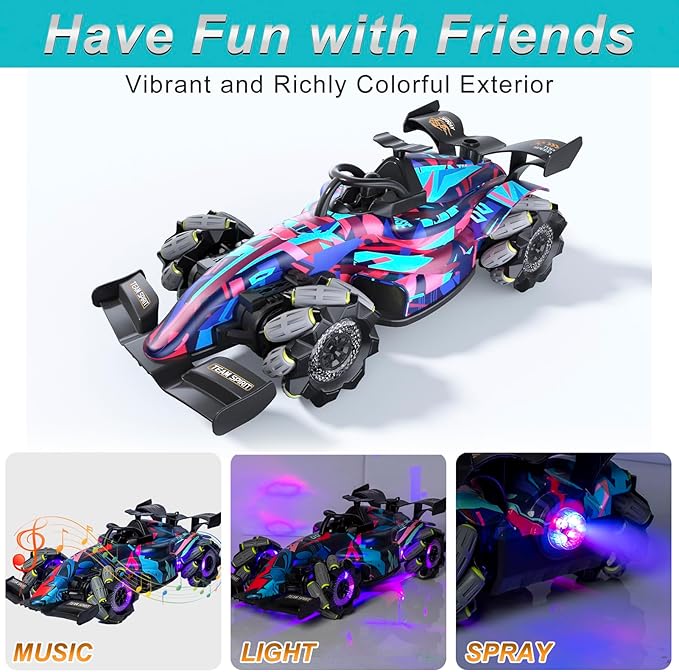 Awsoo Stunt Racing RC Car, Spray, Light,360°, Music RC Car for Boys Toys Age 8-10,RC Race Car Birthdays Gift Toy for Boys and Girls