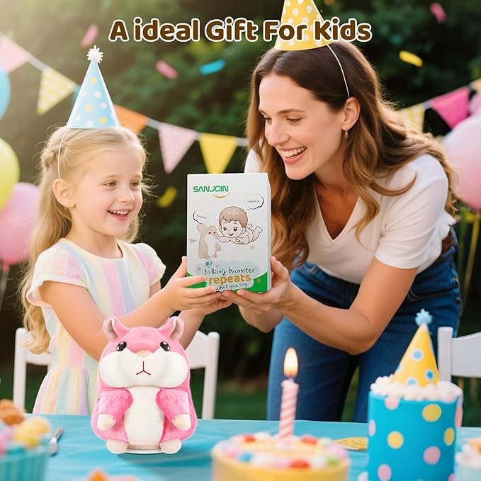 Kids Toddler Toys for Ages 2-4, Talking Hamster Repeats What You Say, Interactive Plush Repeating Toy for 2 3 4 5 6 8 Year Old Boy Girl Birthday Gift (Pink)