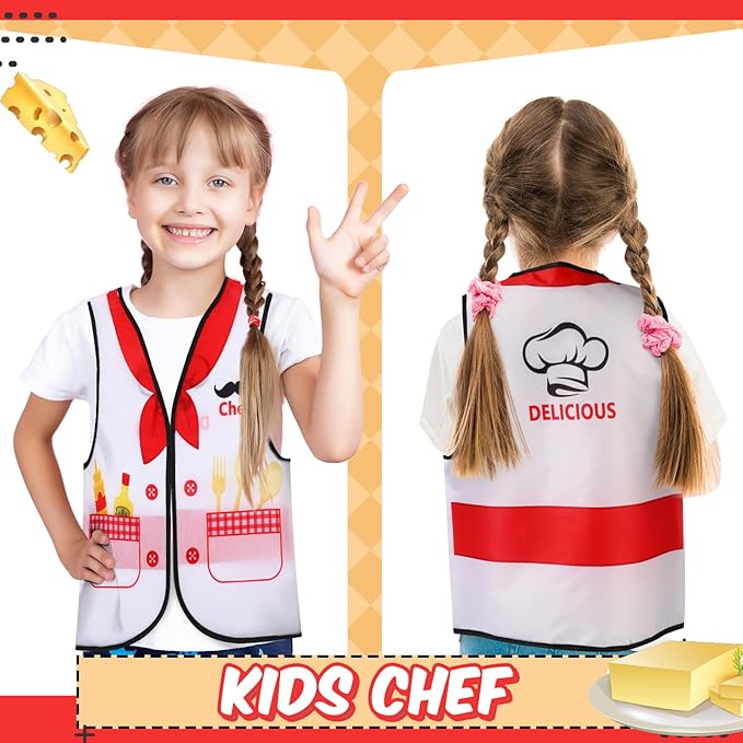 Panitay 12 Pcs Kids Community Helper Dress up Vest, Boy & Girl Career Cosplay Party Costume for Toddlers Occupation Role Play