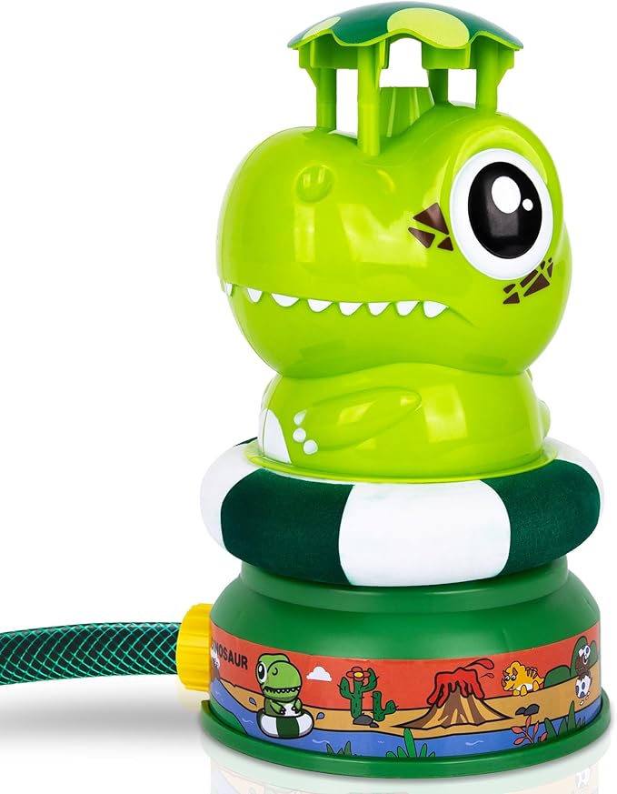 ArtCreativity Dinosaur Water Rocket Launcher Sprinkler Toys for Kids, Outdoor Water Toys for Kid Ages 4-8, Dino Rocket Launcher for Kids - Powered Liftoff 9-16ft & Spin, Summer Fun for Kid Outdoor