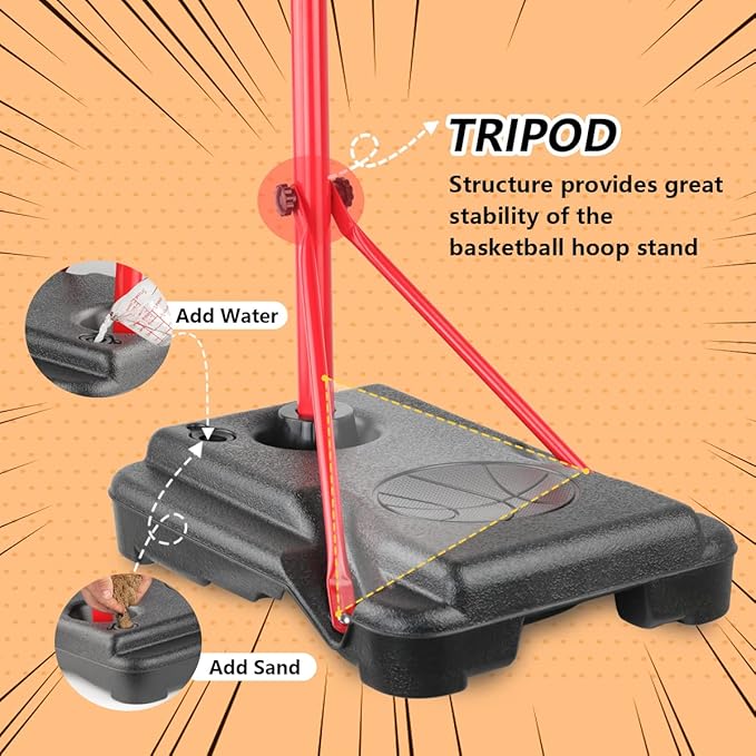 MXF Kids Basketball Hoop Stand with Dart Board, Height Adjustable 2.6ft-6.2ft, Portable Mini Basketball Hoop Set with Balls & Darts, 2 in 1 Indoor Outdoor Toys for Kids Toddlers Ages 4-8
