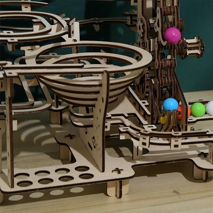 3D Wooden Puzzles Marble Run Set - Time Traveler Mechanical Model Kits with Motor, Brainteaser and Puzzle for Christmas/Birthday,Gifts for Adults and Teens to Build Combination