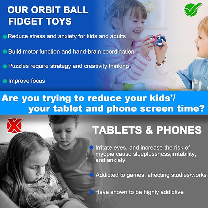 (4 Pcs) Fidget Toys Orbit Ball Toy Pack, Novelty Creative Track Infinity Cube Stress Relief Balls Sensory Toys for Autistic ADHD Kids Adults