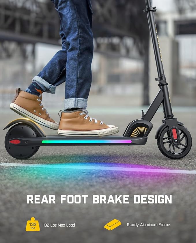 FanttikRide C9 Pro Electric Scooter for Kids 8-12, Adjustable Handlebar Height for Riders 3.9-5.2 ft, 132 lbs, Up to 40 min Continuous Time, 5 Miles Range, 3 Speed Mode 5/8/10 MPH