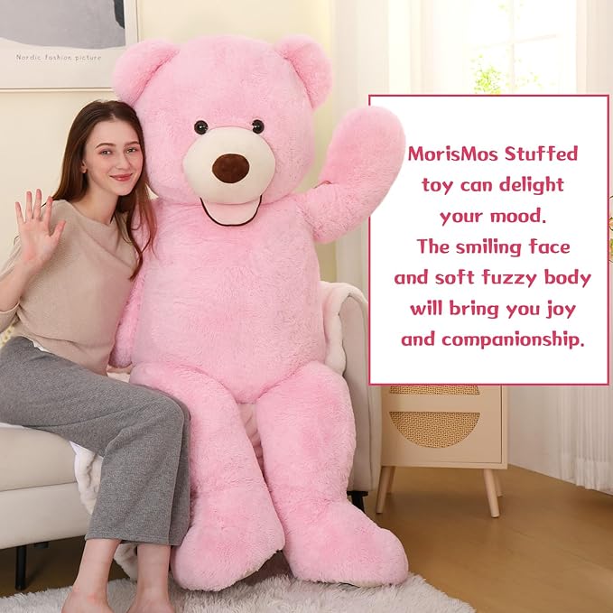 MorisMos Giant Teddy Bear Plush 5ft, Huge Pink Teddy Bears for Girlfriend, 5 Foot Large Big Bear Gifts, Baby Shower, Birthday