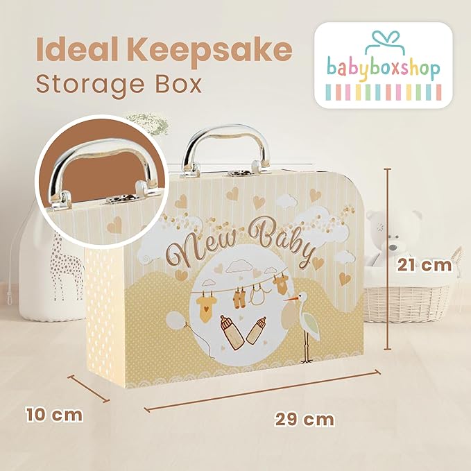 Baby Box Shop Unisex - 12 pcs Neutral Baby Essentials - Baby Gift Hampers, Gender Neutral Baby Gift Basket Hampers, Baby Gender Reveal Gift Set - Cream