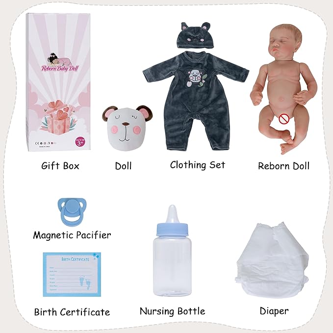 Reborn Baby Dolls,18 Inch Realistic Baby Doll with Full Vinyl Body Lifelike Baby Dolls Real Life Baby Doll for Kids Age 3+ (Levi.B)