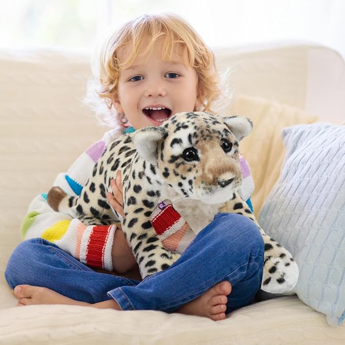 15 Inch Stuffed Animal Stuffed Tiger Leopard Lion Plush Toys Realistic Plush Gifts Wild Animal Toys Jungle Animals for Boys Girls Birthday Parties Gift(Leopard)