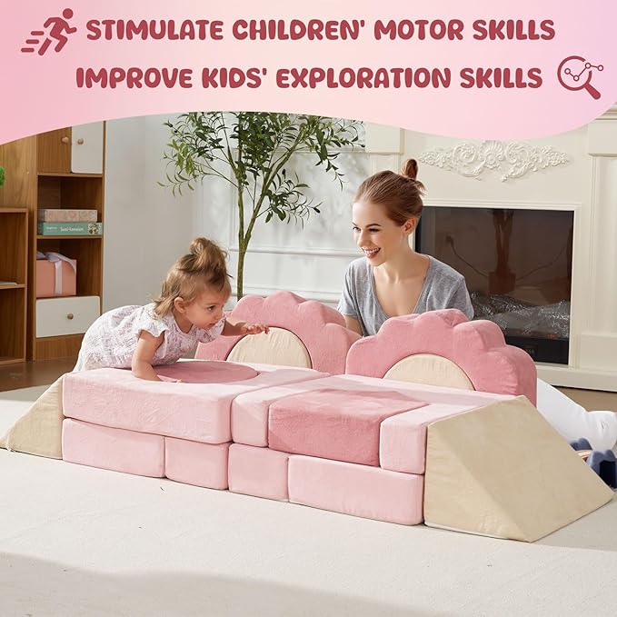 Foam Climbing Toys for Toddlers, 13pcs Climb and Crawl Activity Playset, Soft Play Climbing Blocks for Toddlers, Indoor Crawling Sliding Toys