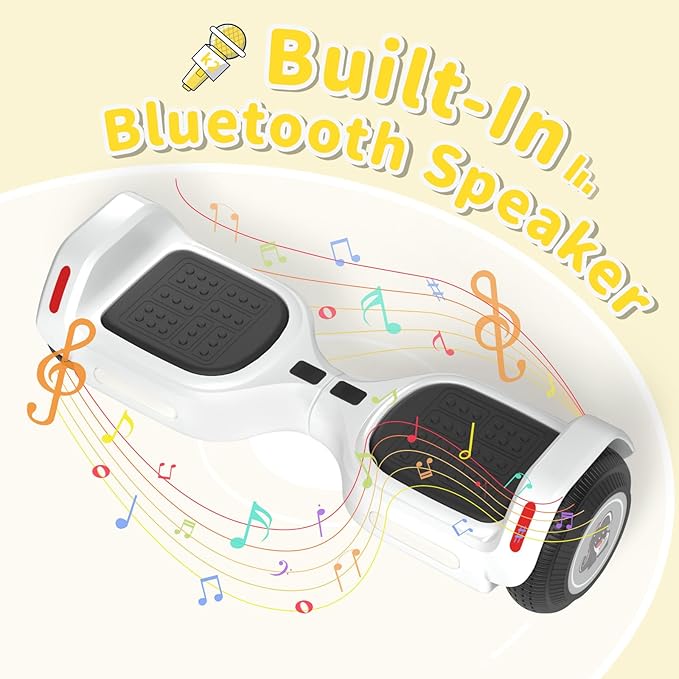 6.5" Bluetooth Scooter, LED Lights & APP & Music Speaker, Long Battery Life, Gifts for Kids & Adults & Girls & Boys, for All Ages