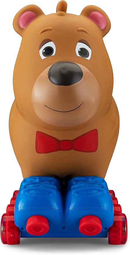 Kid Trax Silly Skaters Bear Toddler Foot to Floor Ride On Toy, Kids 1-3 Years Old, Soft and Inflatable, Single Rider, Light Up LED Rollerskates, Brown