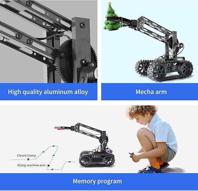 VANLINNY Robot Kit, STEM Toys for Boys Age 8-12, Robotic Arm for Kids Age 8+, 4-DOF Electronic Programming DIY Robots for Girls, Educational Science Building Kit, Cool Birthday Gifts for Kids.