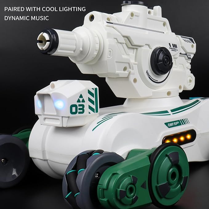 RC Tank That Shoots, RC Stunt Car Shooting Water Bullets, Gesture Sensing Remote Control Tank with 360?Rotation, Spray, Light and Music, 2.4GHz 4WD All Terrains RC Cars for Kids (White)