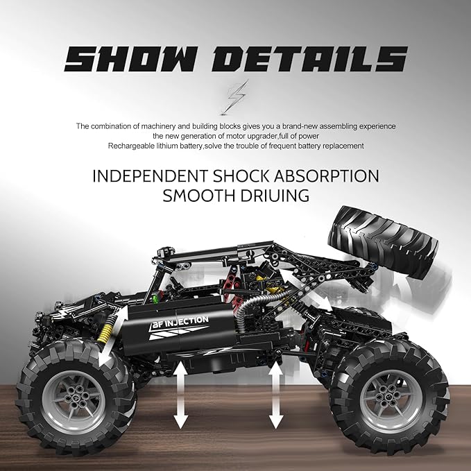 Mould King 18038 RC Off-Road Building Car Toys, 1016 Pieces Building Blocks Climbing Car Model with Motors, Toy Car for Kid 1016 PCS, Idea Gift