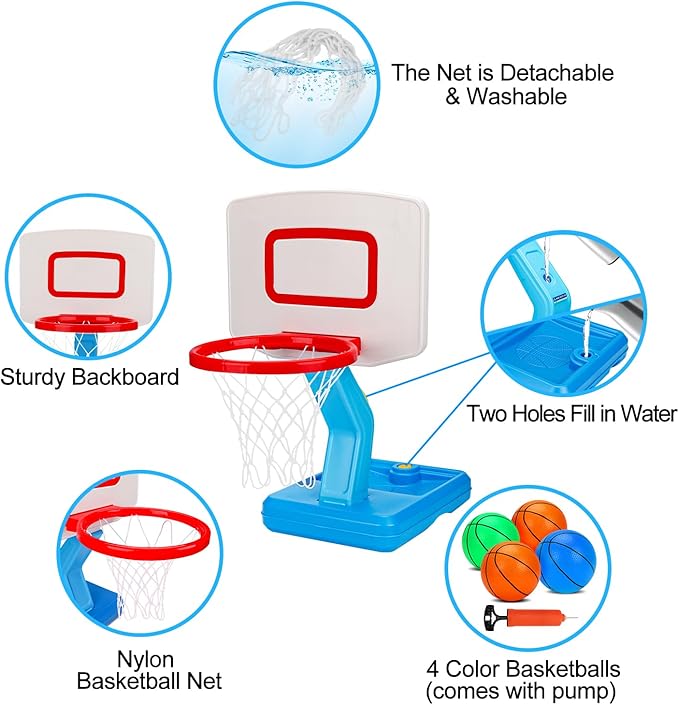 Toddler Basketball Hoop Indoor Mini Adjustable Basketball Goal with Ball Pump for Boys Girls Outdoor Toys for Backyard Game Outside Basketball Toy for Kids Age 2-4 3-5 6 7 4-8 Easter Birthday Gifts