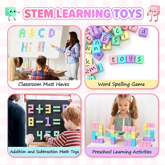 Magnetic Blocks - 35PCS Magnetic Building Blocks for Toddlers 1-3 STEM Magnet Cubes for Kids Ages 2-4, Classroom Must Haves Magnet Toys for Kids Ages 3-5, Christmas Birthday Gifts for Girls & Boys