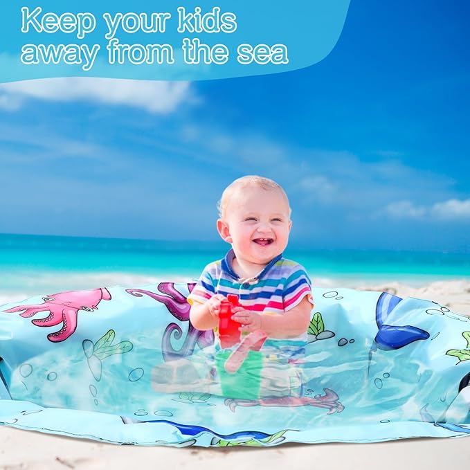 Tondiamo 4.6 x 4.6 ft Beach Pool for Toddler Baby Beach Pool Blanket 2 in 1 Waterproof Sandproof Kiddie Foldable Sand for Kid Vacation Picnic