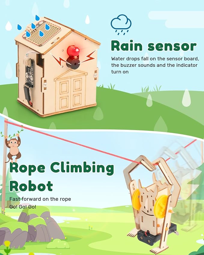Poraxy 5 in 1 STEM Kits for Kids Age 8-10, Wooden 3D Puzzles, Arts Crafts Science Kits for 8-12, Educational Projects Building Toys, Birthday Gifts for Boys and Girls 7 8 9 10 11 12 13 14 Years Old