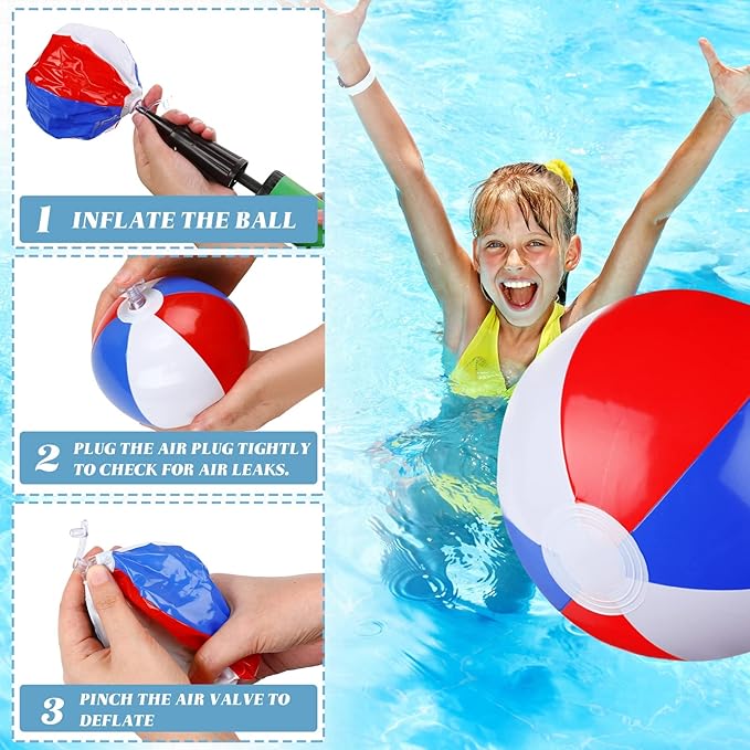 Zhanmai 4 to 5 Inches Red White and Blue Beach Balls 4th of July Inflatable Beach Balls Patriotic Summer Toys for Independence Day Kids Hawaiian, Beach, Water Games and Pool Party(50 Pcs)