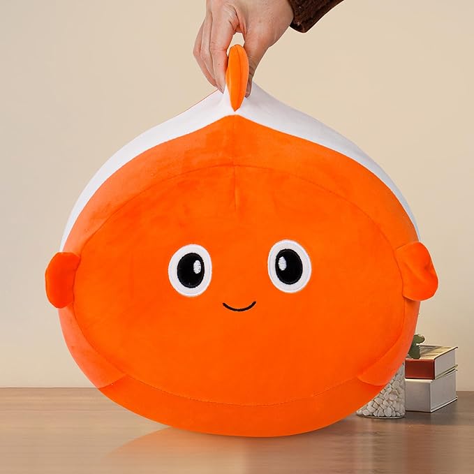 Wepop 20in Clown Fish Plush Stuffed Animal Toys, Cute Giant Pebble Throw Pillows Soft & Cuddly Plushies Dolls Birthday Gift for Kids Adults